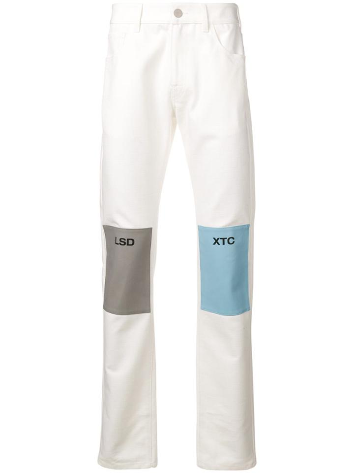 Raf Simons Colour-block Fitted Jeans - White