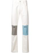 Raf Simons Colour-block Fitted Jeans - White