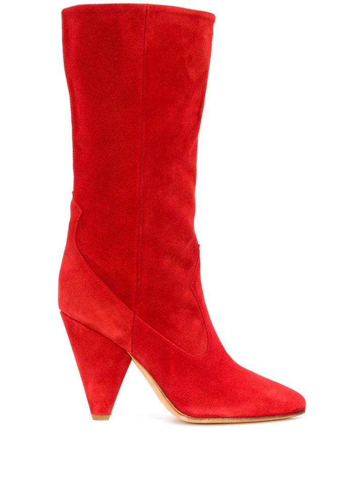 Buttero Panelled Mid-calf Booties - Red