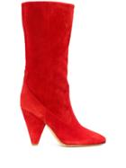 Buttero Panelled Mid-calf Booties - Red