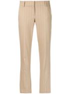 Brunello Cucinelli - Pinstripe Cropped Trousers - Women - Cotton/spandex/elastane - 40, Nude/neutrals, Cotton/spandex/elastane