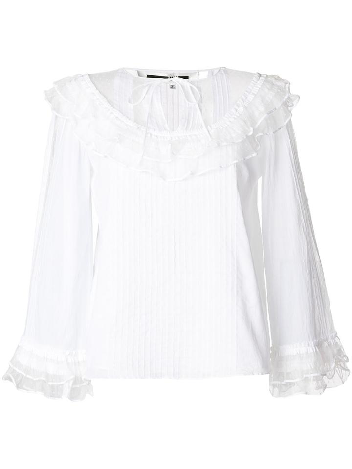 Mcq Alexander Mcqueen - Ruffled Lace Blouse - Women - Cotton/polyamide - 44, White, Cotton/polyamide