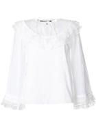 Mcq Alexander Mcqueen - Ruffled Lace Blouse - Women - Cotton/polyamide - 44, White, Cotton/polyamide