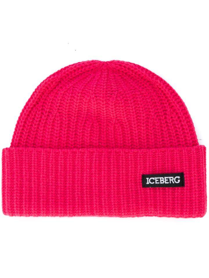 Iceberg Ribbed Detail Beanie - Pink & Purple