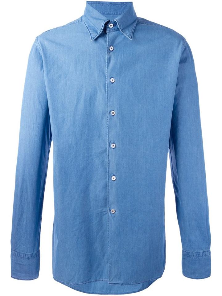 Canali Denim Shirt, Men's, Size: Xxl, Blue, Cotton