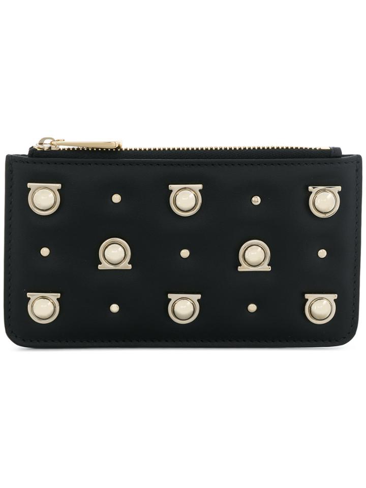 Salvatore Ferragamo Gancio Studded Cardholder - Black