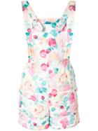 Chanel Pre-owned Floral Print Quilted Dungarees - White