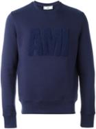 Ami Alexandre Mattiussi Textured Logo Sweatshirt, Men's, Size: Large, Blue, Cotton