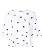 Mcq Alexander Mcqueen Swallow Print Ruffled T-shirt - White