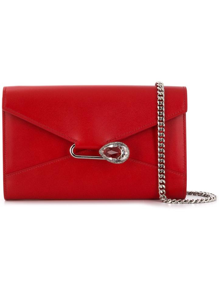 Alexander Mcqueen Crystal Pin Crossbody Bag - Red