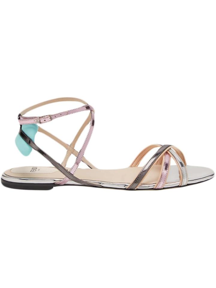 Fendi Open Toe Strappy Sandals - Metallic