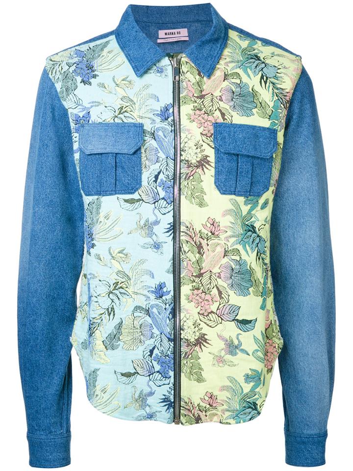 Marna Ro Floral Print Denim Shirt - Blue