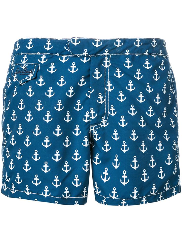Mc2 Saint Barth Anchor Print Swim Shorts - Blue