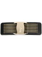 Salvatore Ferragamo Striped Vara Bow Hair Clip - Black