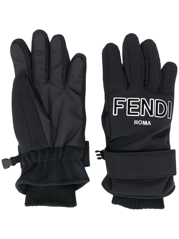 Fendi Logo Gloves - Black