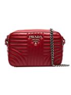 Prada Red Diagram Medium Quilted Leather Cross Body Bag