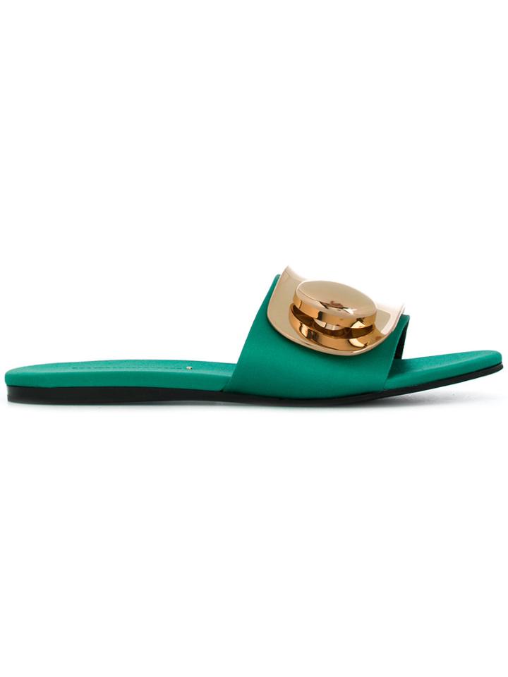 Stella Luna Buckle Detail Slippers - Green