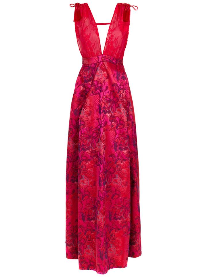 À La Garçonne Floral Lace Gown - Pink & Purple