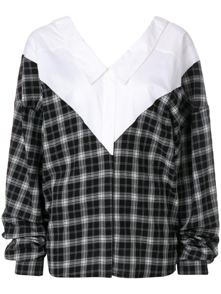 Unravel Project Checked Dropped Shoulder Shirt - Black