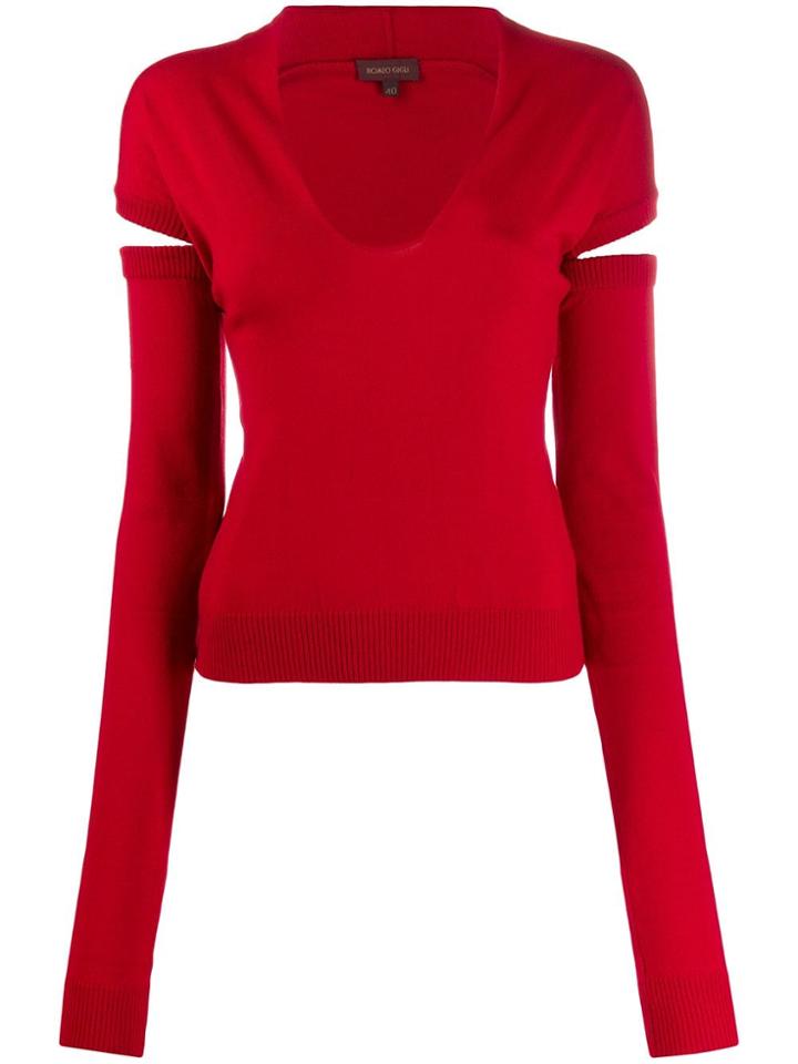 Romeo Gigli Pre-owned 1990s Knitted V-neck Detachable Sleeves - Red