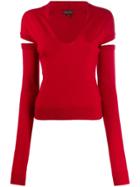 Romeo Gigli Pre-owned 1990s Knitted V-neck Detachable Sleeves - Red