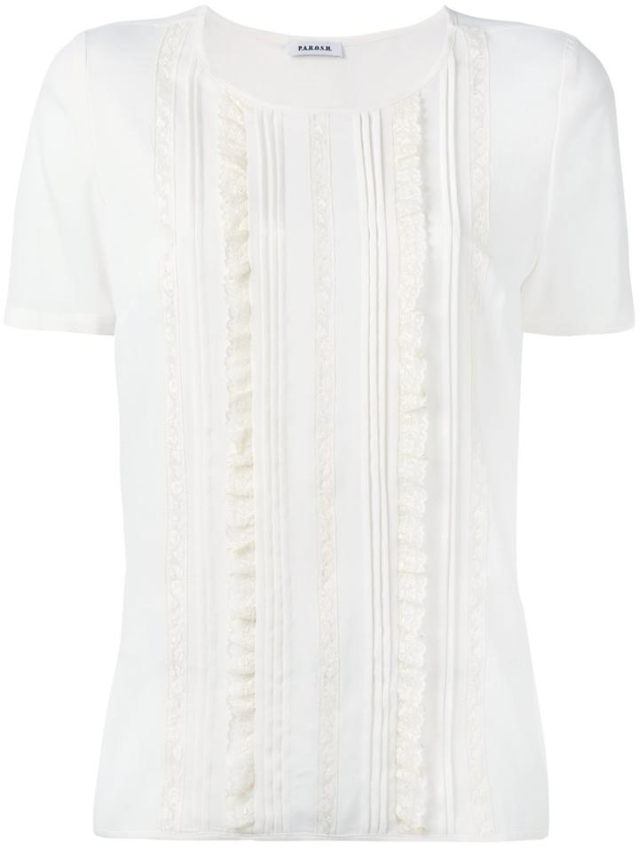 P.a.r.o.s.h. - Frilled Panel T-shirt - Women - Acetate/silk/cotton/polyamide - Xs, Nude/neutrals, Acetate/silk/cotton/polyamide