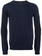 Roberto Collina Classic Sweater, Men's, Size: 52, Blue, Nylon/merino