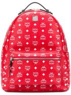 Mcm Logo Print Backpack - Red