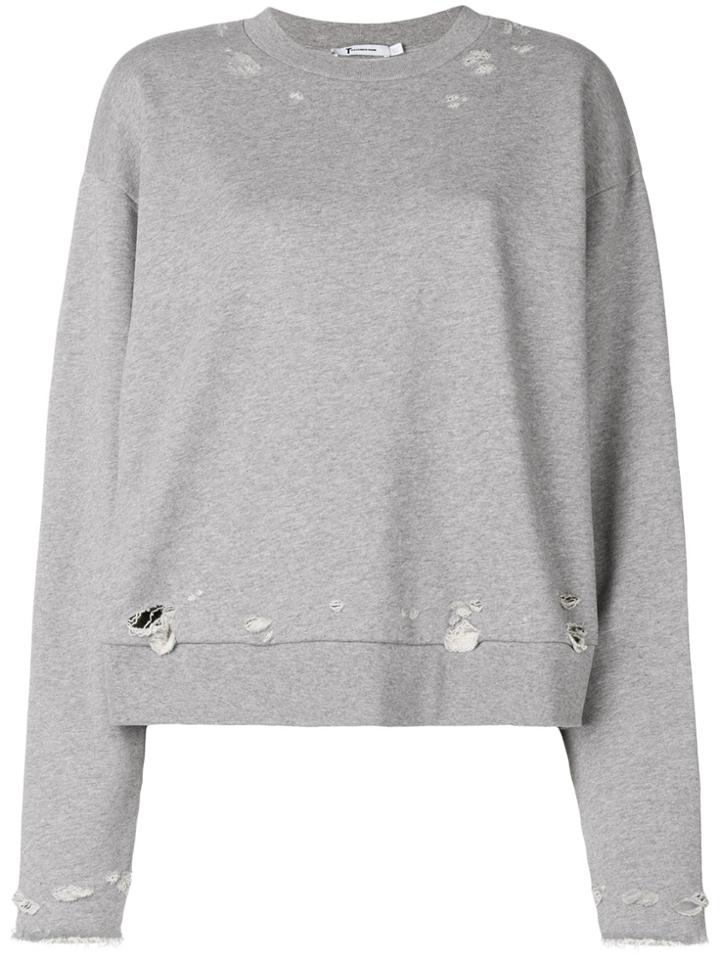 T By Alexander Wang Distressed Sweatshirt - Grey