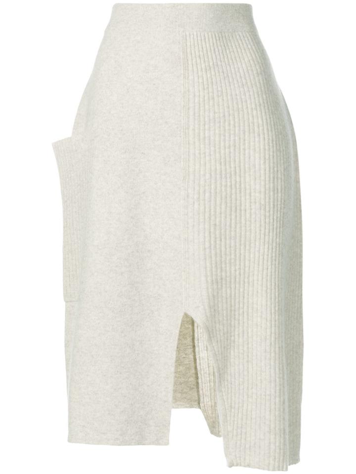 Pringle Of Scotland Asymmetric Ribbed Knit Skirt - White