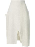 Pringle Of Scotland Asymmetric Ribbed Knit Skirt - White