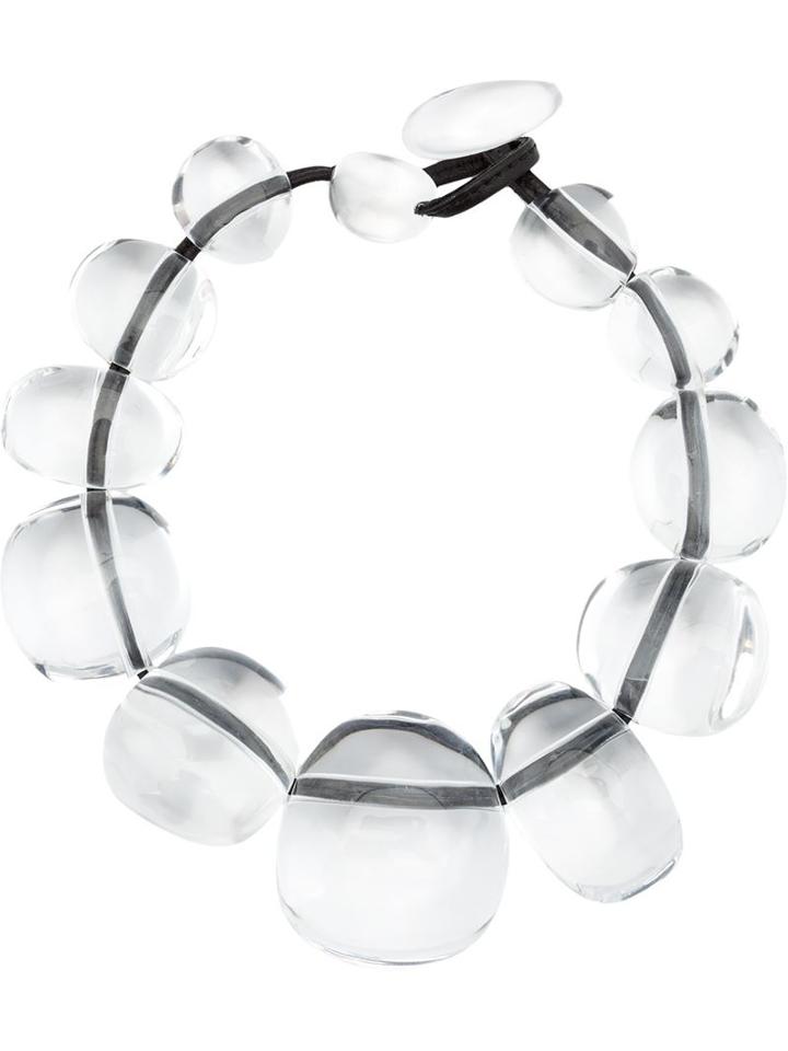 Monies Oversized Round Stones Necklace, Women's, White