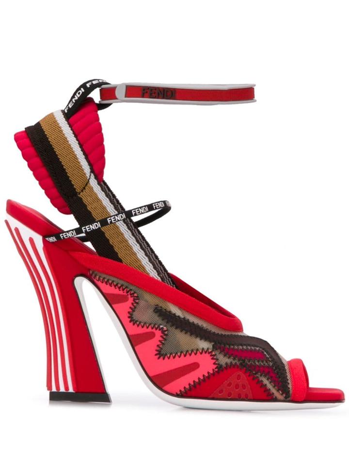 Fendi Abstract Heeled Sandals - Red