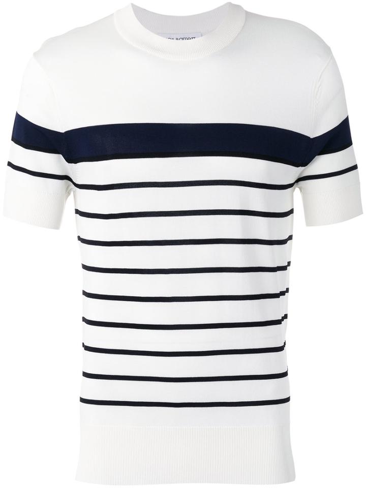 Neil Barrett Stripe Panel T-shirt, Men's, Size: Xl, White, Viscose/nylon