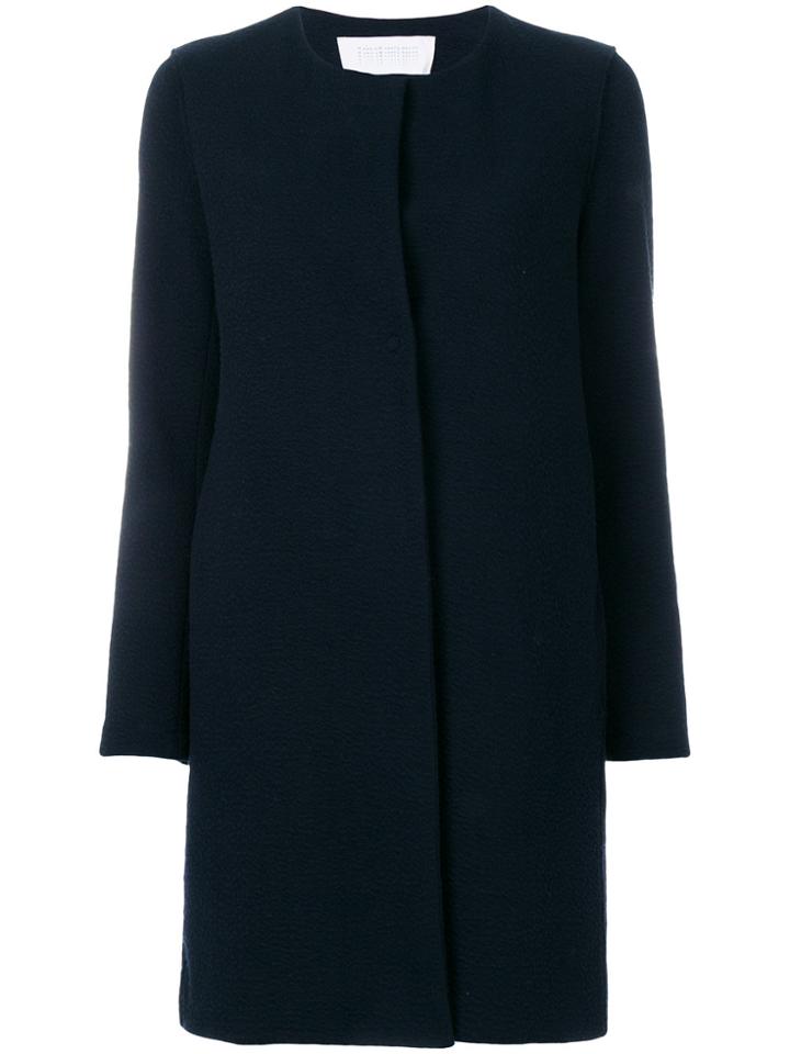 Harris Wharf London Collarless Single-breasted Coat - Blue