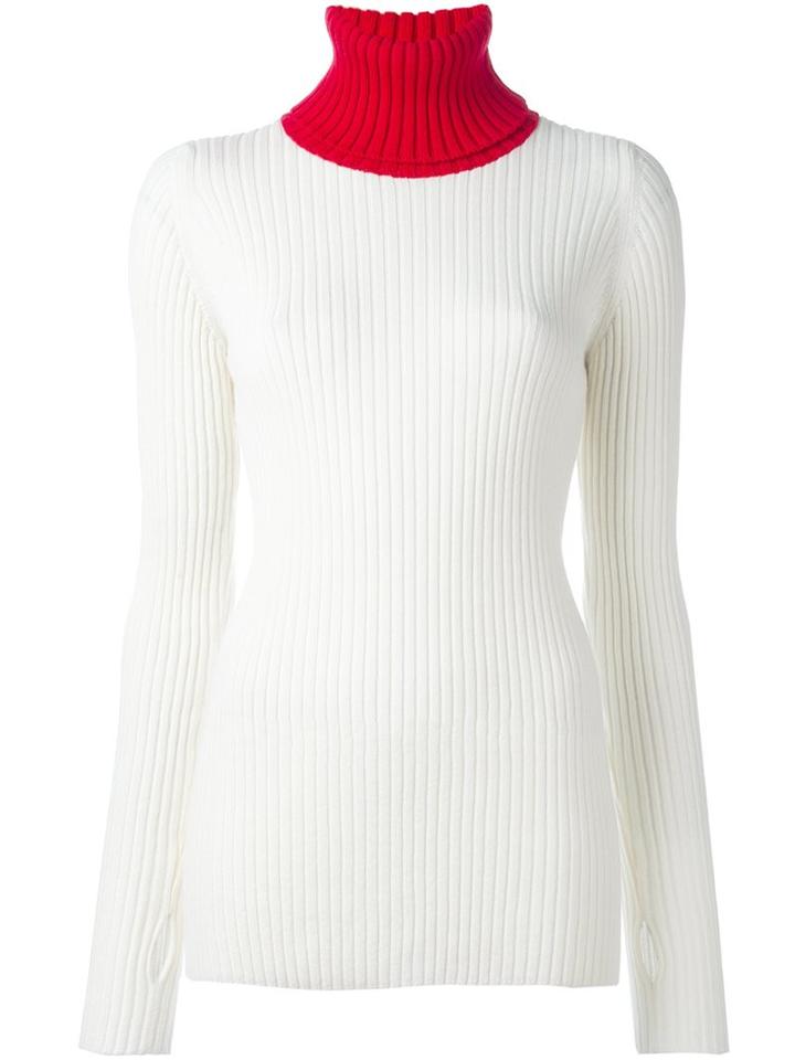 Erika Cavallini Contrast Turtleneck Sweater, Women's, Size: Large, White, Acrylic/wool