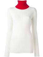 Erika Cavallini Contrast Turtleneck Sweater, Women's, Size: Large, White, Acrylic/wool