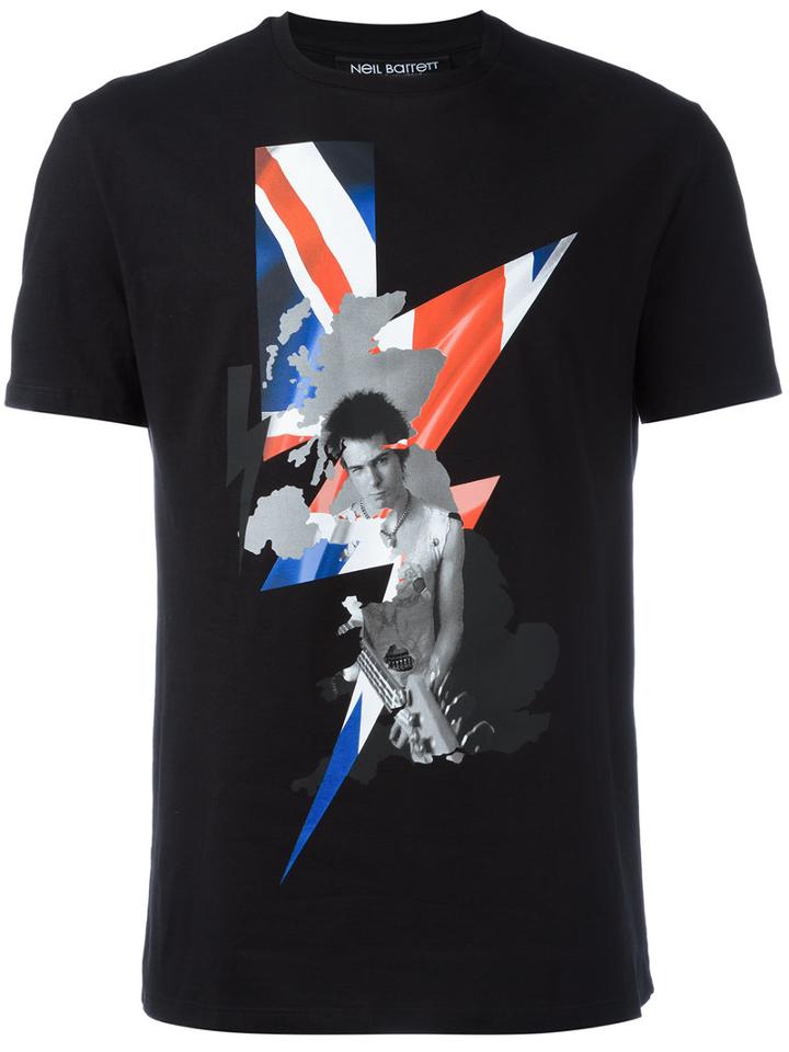 Neil Barrett Punked Britain T-shirt, Men's, Size: Xs, Black, Cotton
