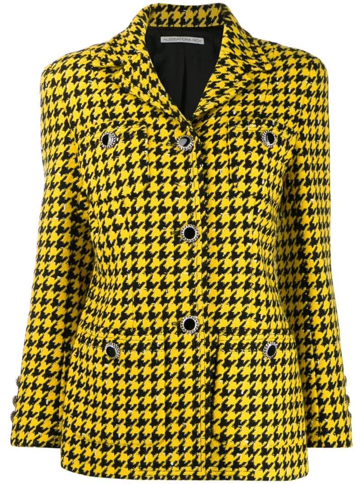 Alessandra Rich Houndstooth Print Blazer - Yellow