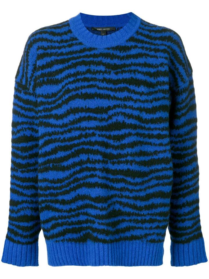 Marc Jacobs Zebra Print Knitted Sweater - Blue