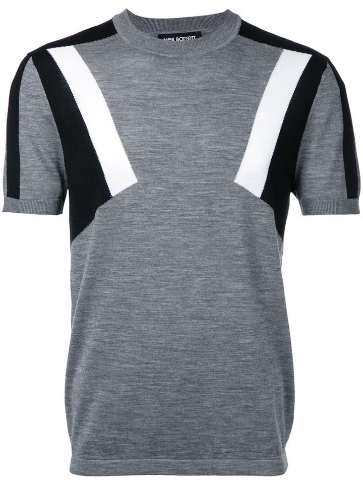 Neil Barrett Geometric Intarsia Knit Top, Men's, Size: Xl, Grey, Wool