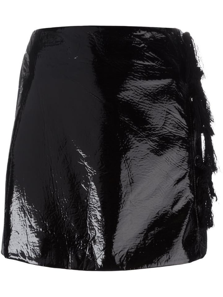 Kenzo Faux Patent Leather Mini Skirt, Women's, Size: 38, Black, Polyester/polyurethane