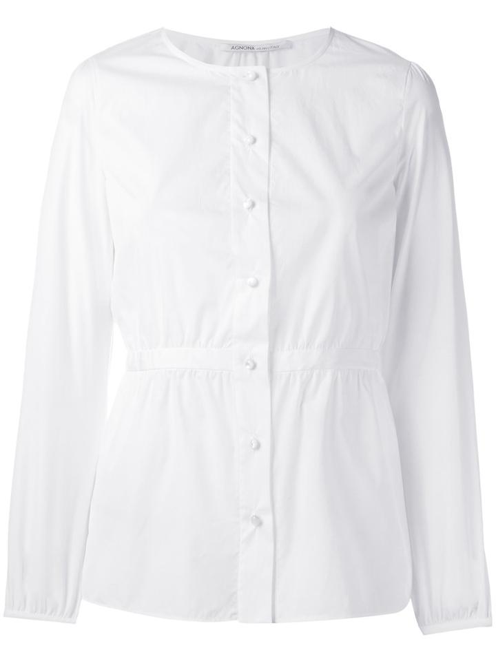 Agnona Buttoned Blouse, Women's, Size: 46, White, Cotton