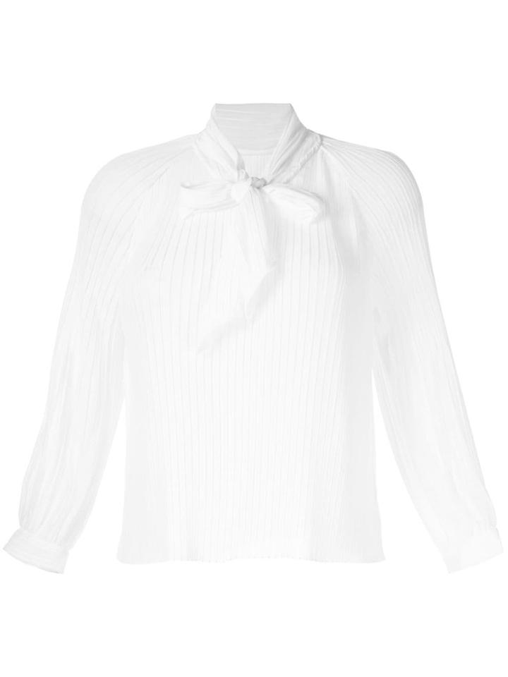 Ballsey Pleated Pussybow Blouse - White