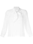 Ballsey Pleated Pussybow Blouse - White