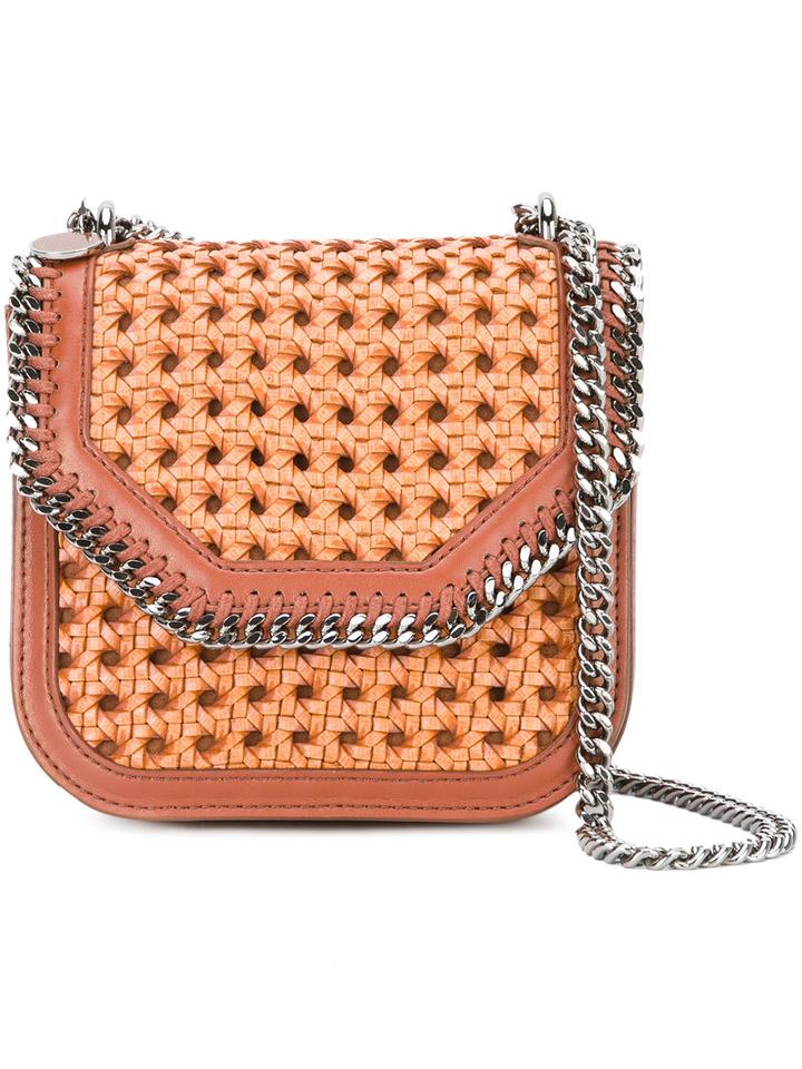 Stella Mccartney - Tan Falabella Box Wicker Mini Shoulder Bag - Women - Polyurethane/metal - One Size, Brown, Polyurethane/metal