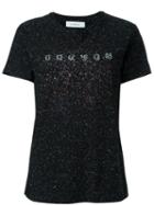 Carven Glitter Effect Logo T-shirt, Women's, Size: Medium, Black, Cotton/spandex/elastane