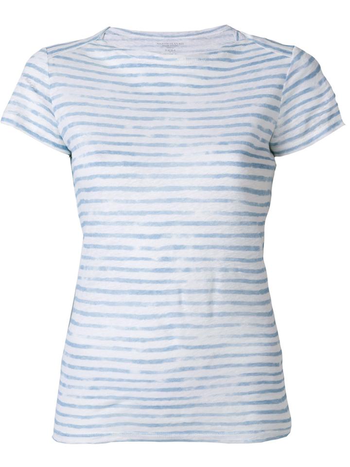 Majestic Filatures Stretch Striped Top - Blue