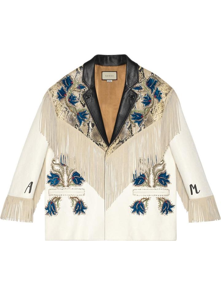 Gucci Appliqués Leather Jacket - White