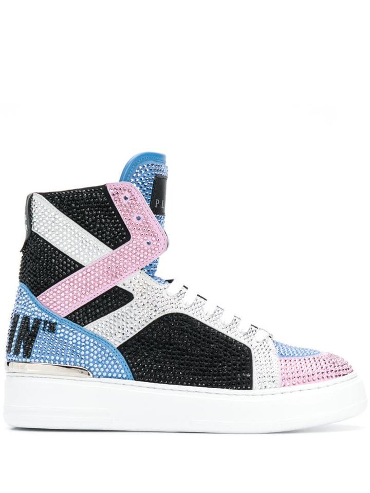 Philipp Plein Crystal-embellished High-top Sneakers - Black